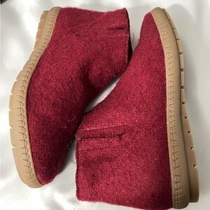 Red Wool Ankle Boots
